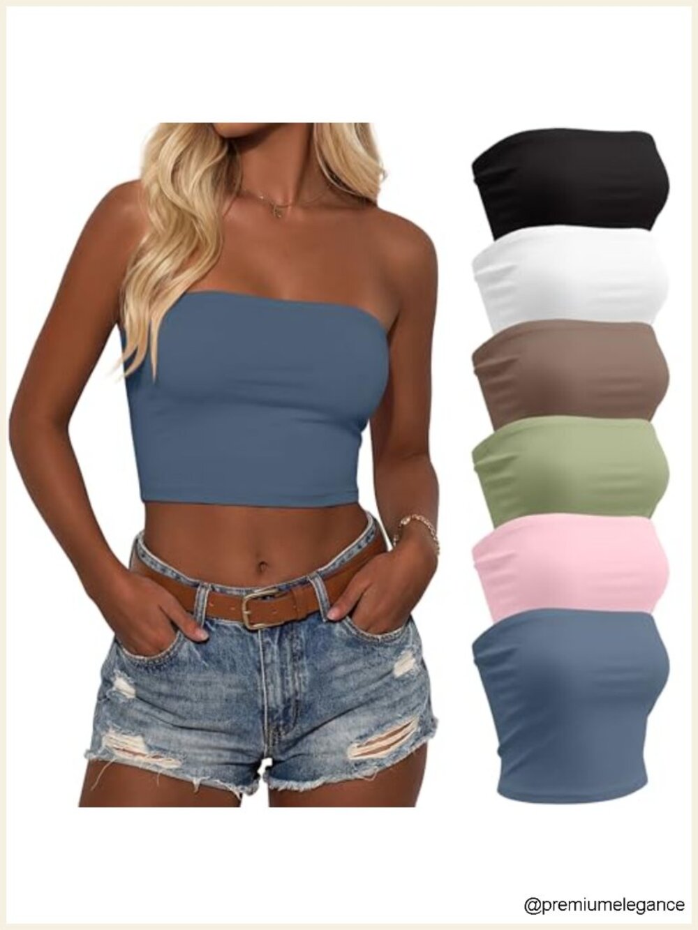 6 Pack Strapless Bandeau Crop Tops Women Stretchy Tube Tops Summer